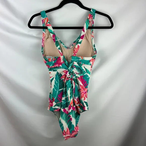 Kona Sol One Piece Women's Tropical Print Front Wrap Swimsuit Sz: S - Picture 4 of 9
